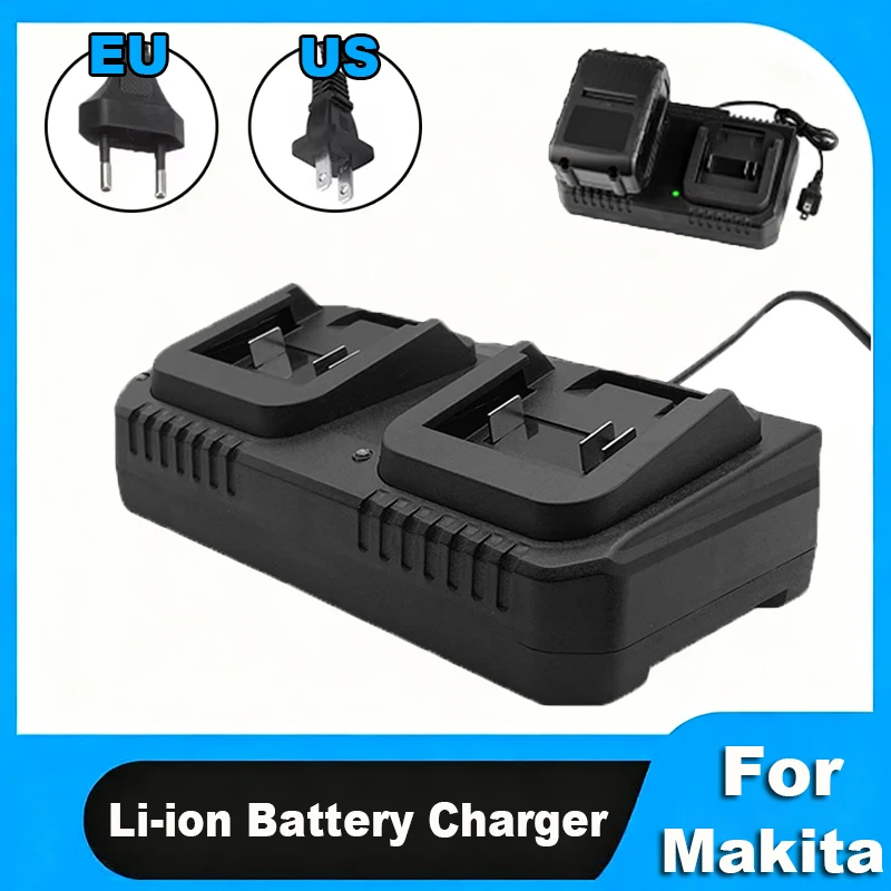 

Зарядное устройство с двумя слотами, 18 В, 21 В, литий-ионное зарядное устройство для Makita BL1415 BL1815 BL1830 BL1850, электрическая дрель, электроинструменты, вилка европейского стандарта и США