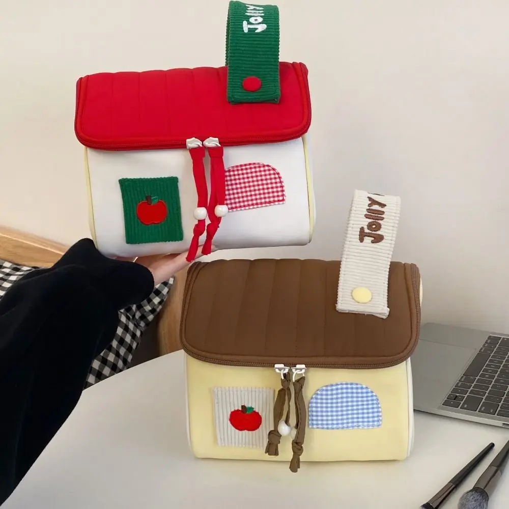 

Waterproof Handheld Makeup Bag Multifunctional Cartoon House Shape Cosmetic Bag Large Capacity Clutch Bag Skincare Storage Bag