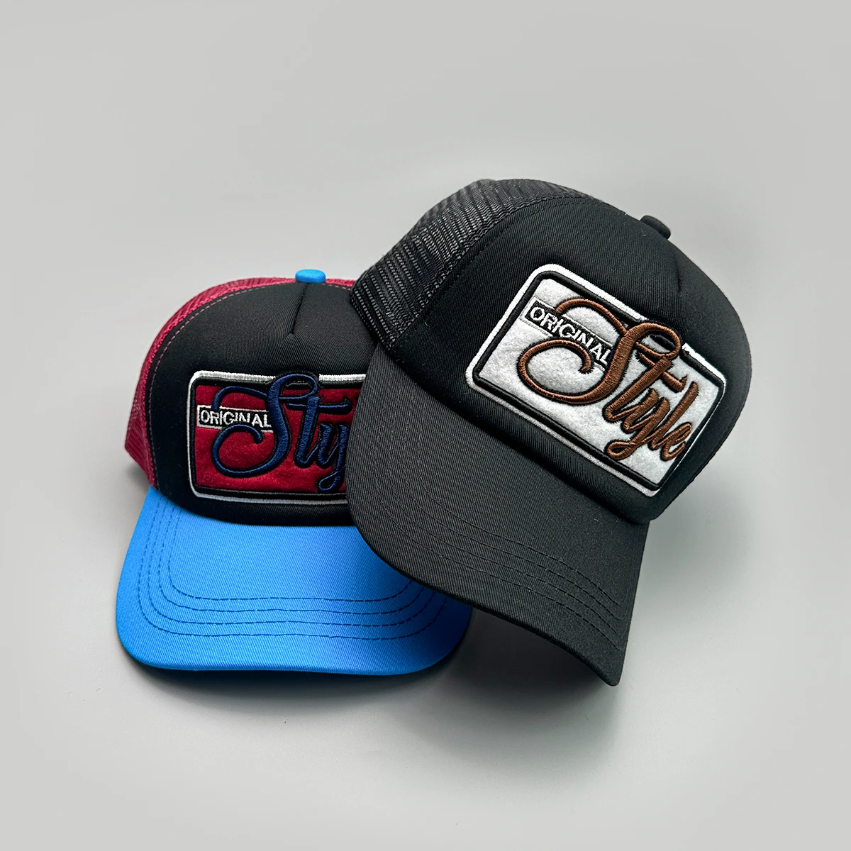 Personal Embroidered Letters Baseball Hats New Unisex Sunshade American Vintage Versatile Fashion Color Block Trucker Caps ins