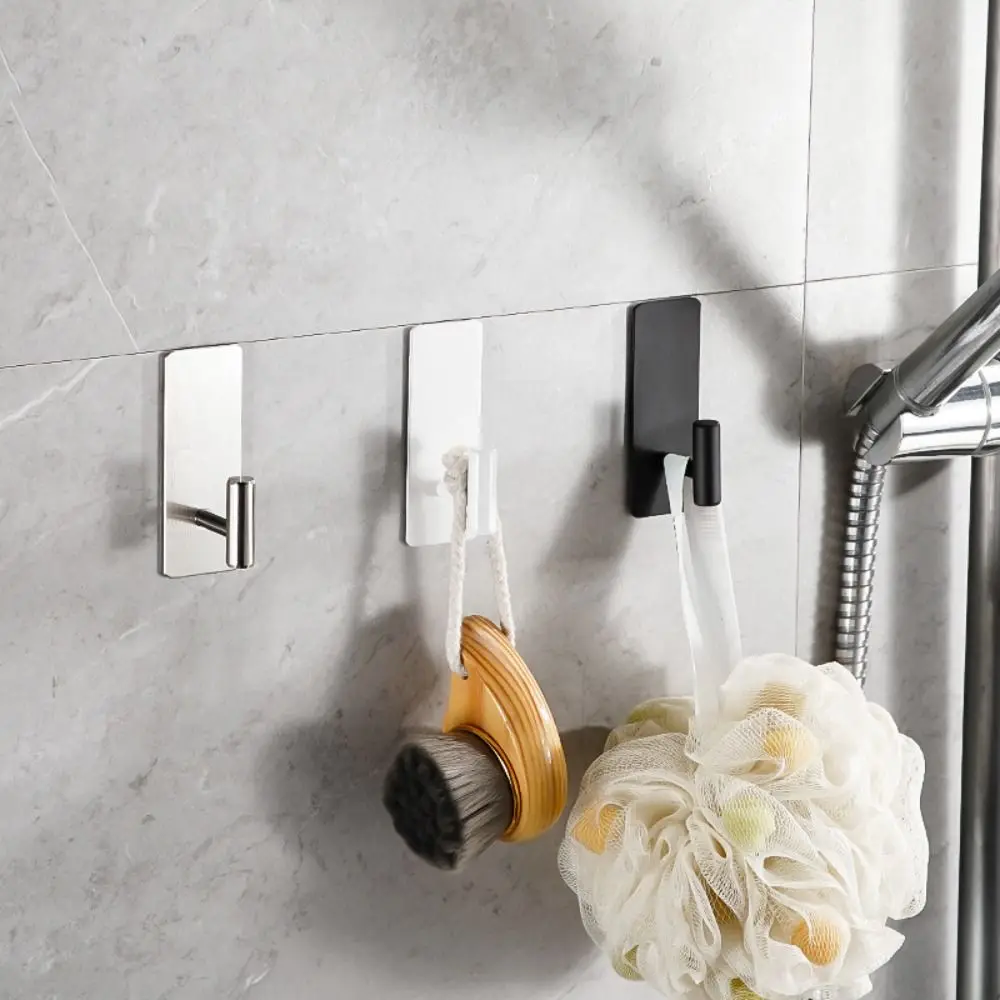 

Heavy Duty Wall-Mounted Towel Hooks Waterproof Stainless Steel Sticky Holder No Trace Self-Adhesive Closet Stick Kitchen