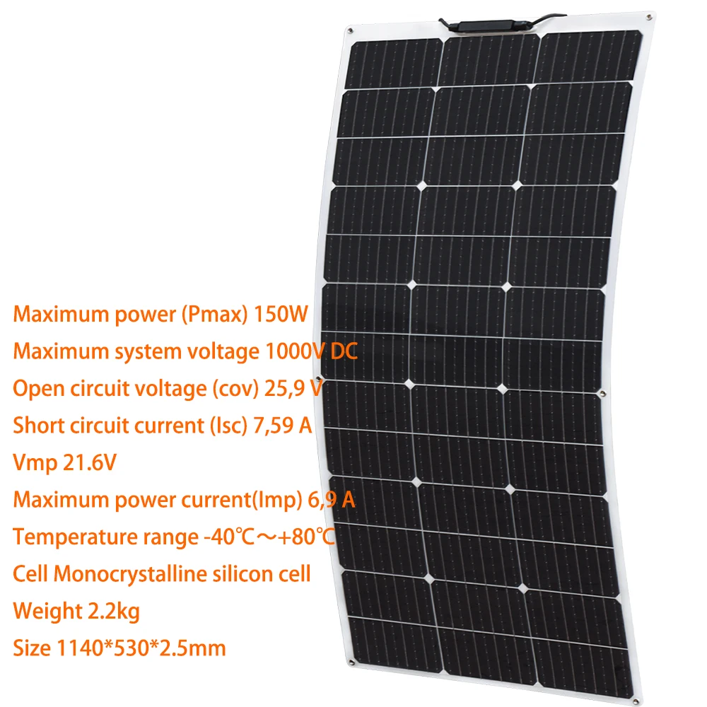 XINPUGUANG ElastXINPUGUANG Elastyczne zestawy paneli słonecznych 18V 100W Ogniwo słoneczne 150W 200W 300W 400W Fotowoltaika do