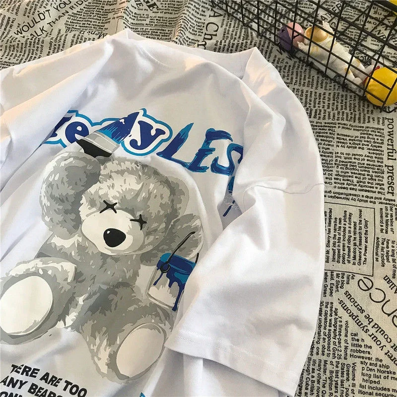 الصيف س الرقبة تي شيرت أزياء المرأة Kawaii الحب طباعة قصيرة الأكمام التي شيرت عارضة المتناثرة تي شيرت الشارع الشهير قمم للجنسين الملابس