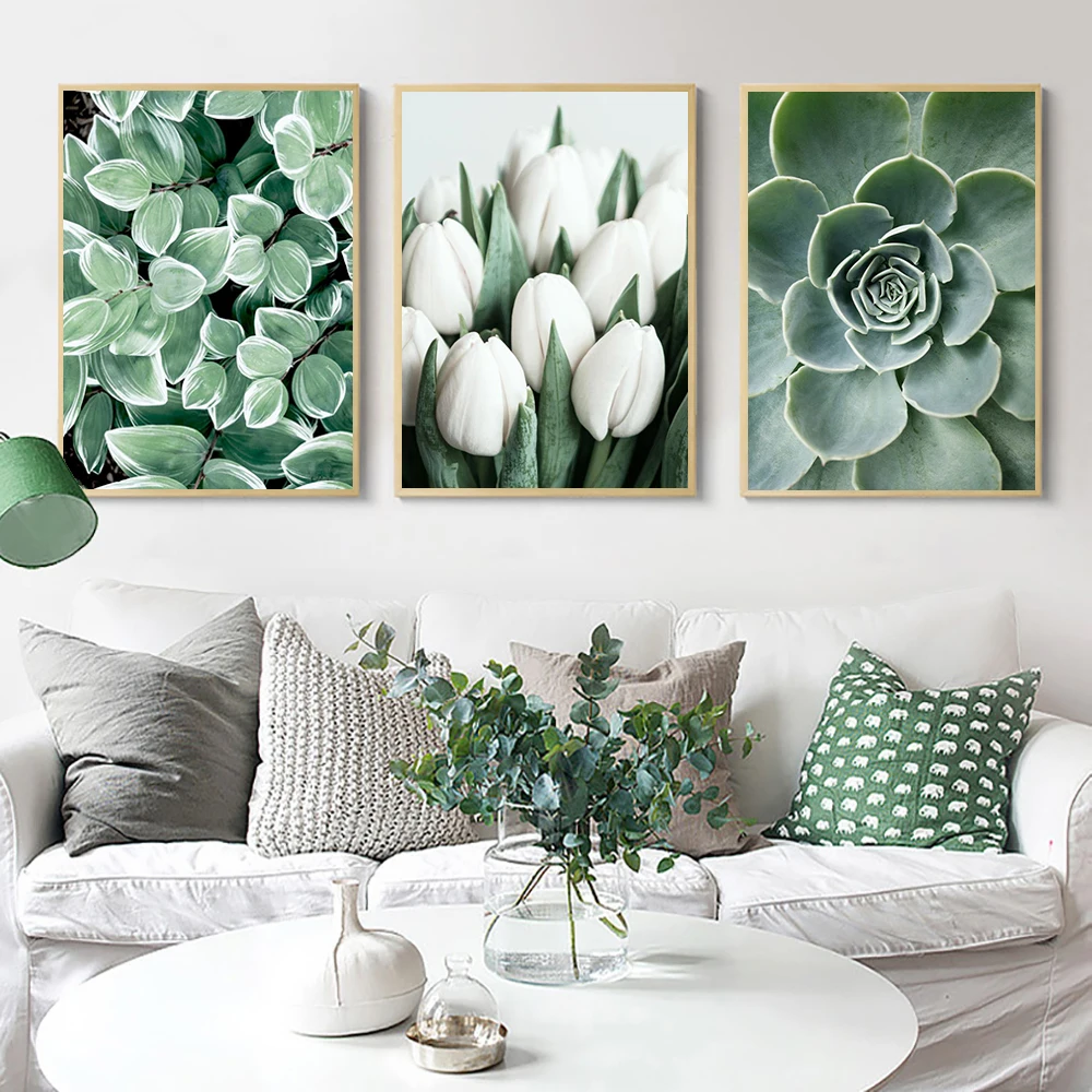 unframe Modern 5D DIY Diamond Painting Green Plant Mosaic Embroidery Leaf Flower Cross Stitch Wall Art Home Fresh Living Room De