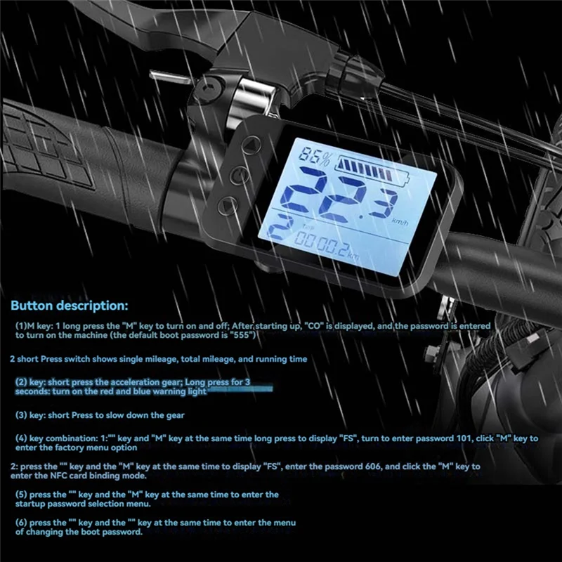 

AEF6-48V E-02N ЖК-дисплей, ЖК-дисплей для электрического велосипеда с разъемом SM, умный ЖК-дисплей для электрического скутера