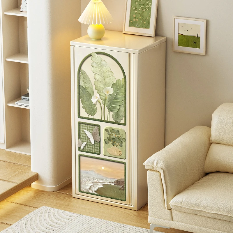 

French cream style iron chest, bedroom, bedside locker, porch storage cabinet, living room against the wall, very narrow locker