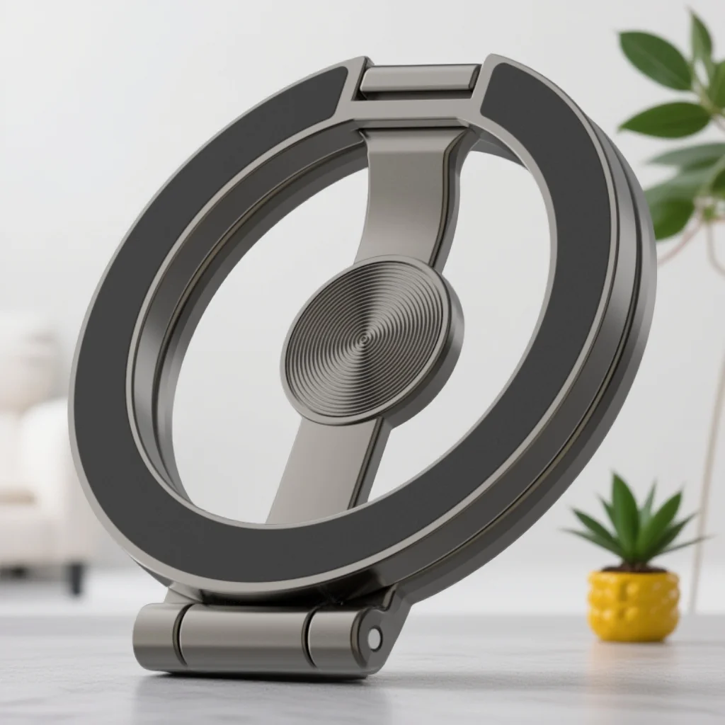 

Universal Double-sided Magnetic Holder for Magsafe Mobile Phone Stand in Car Grip Finger Ring Bracket with Hand Strap for Phone