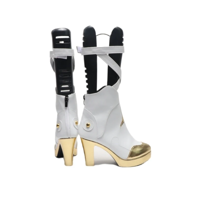 Nikke a deusa da vitória dorothy cosplay sapatos halloween carnaval festa menina feminino bonito branco botas de couro do plutônio