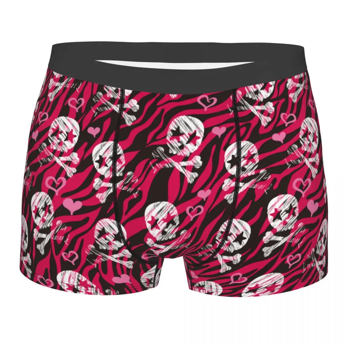 Men's Grunge Zebra Star Skull Print Underwear Humor Boxer Briefs Shorts Panties Homme Soft Underpants