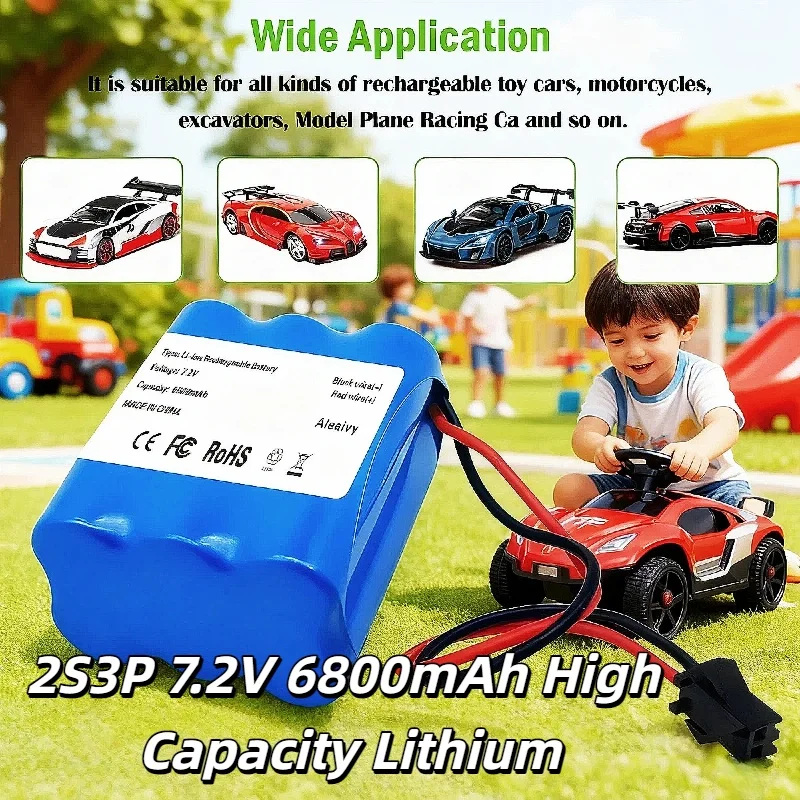 

Lithium Ion Rechargeable Battery Pack 2S3P 7.2V 9800mAh – FOR Capacity for RC Car/Boat, Toy Model &Exit LED,Reliable Spare Part