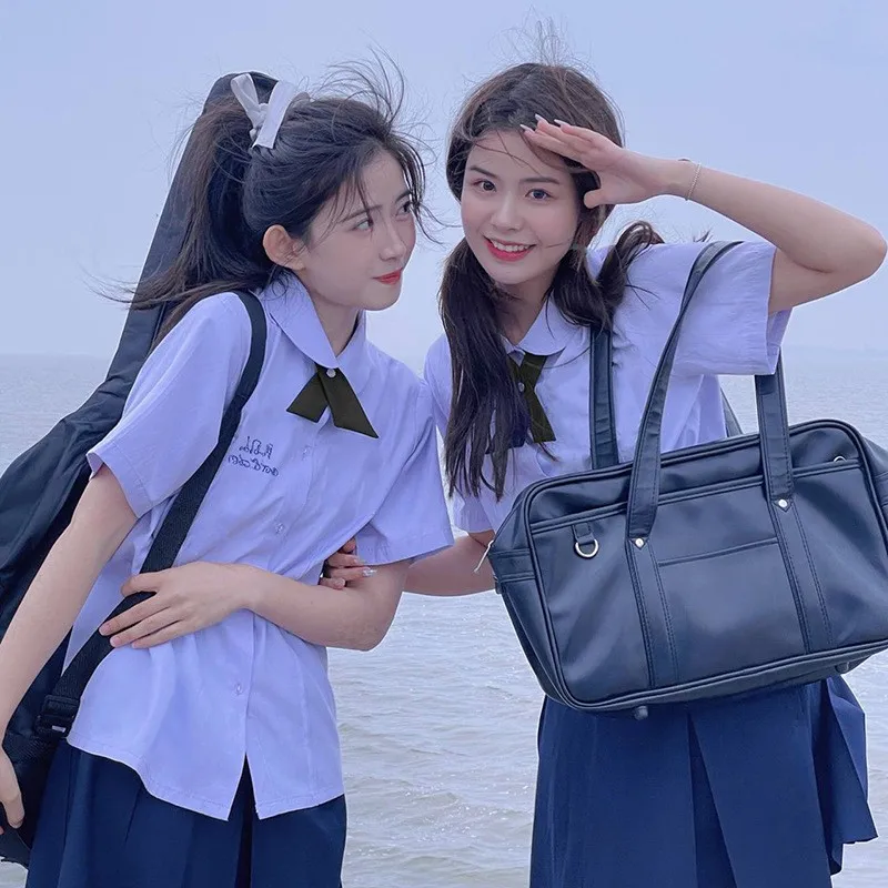 

Purple ort Sve Student orm irt for High School Girls Summer College Sle Class orm irt Embroidered Dyed Pol...