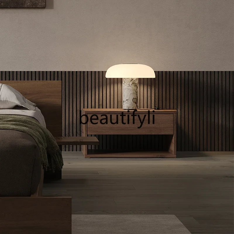 Solid wood bedside table black walnut bedside