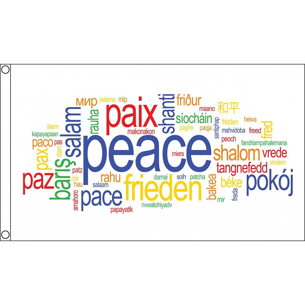 Flagnshow 100% Polyester Peace Words Flag