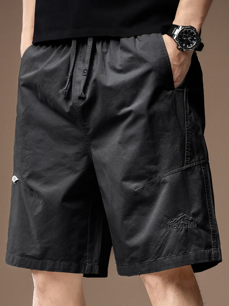 

High-End American Retro Workwear orts Men's Summer Thin Breathable Trendy Simple Loose Five-Point Mid-Pants Men Casual Pants