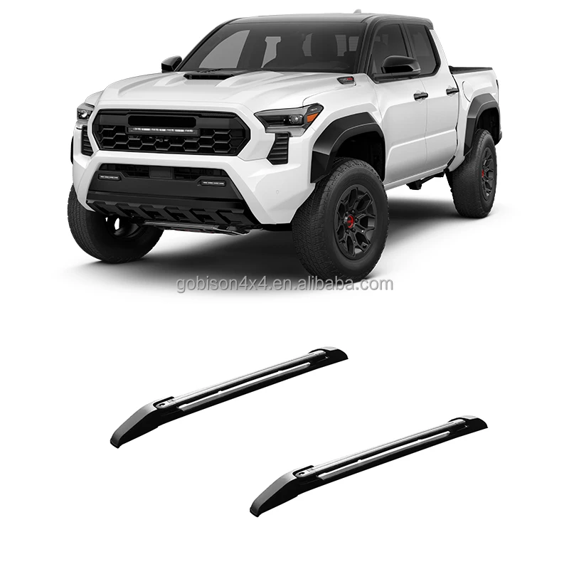 Car Aluminum Alloy Roof Top Rack + Cross Bar Luggage Carrier Side Rails Set For Toyota Tacoma 2024 Roof Rack