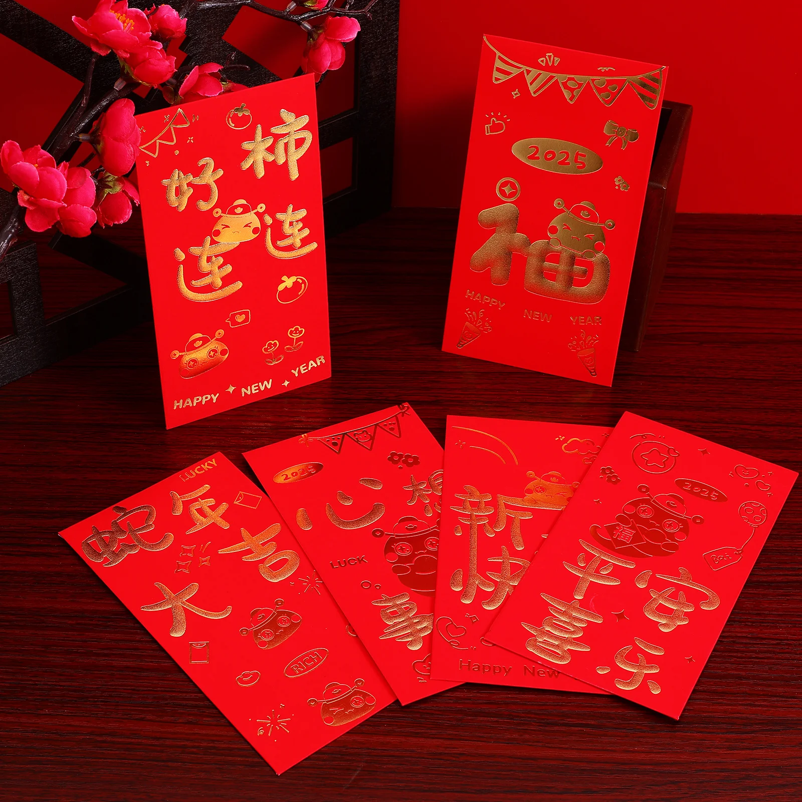 36 Pcs Zodiac Red Envelope Lunar New Year Decor Chinese Money Packet Tie Snake Envelopes Decorations Paper Hong Bao