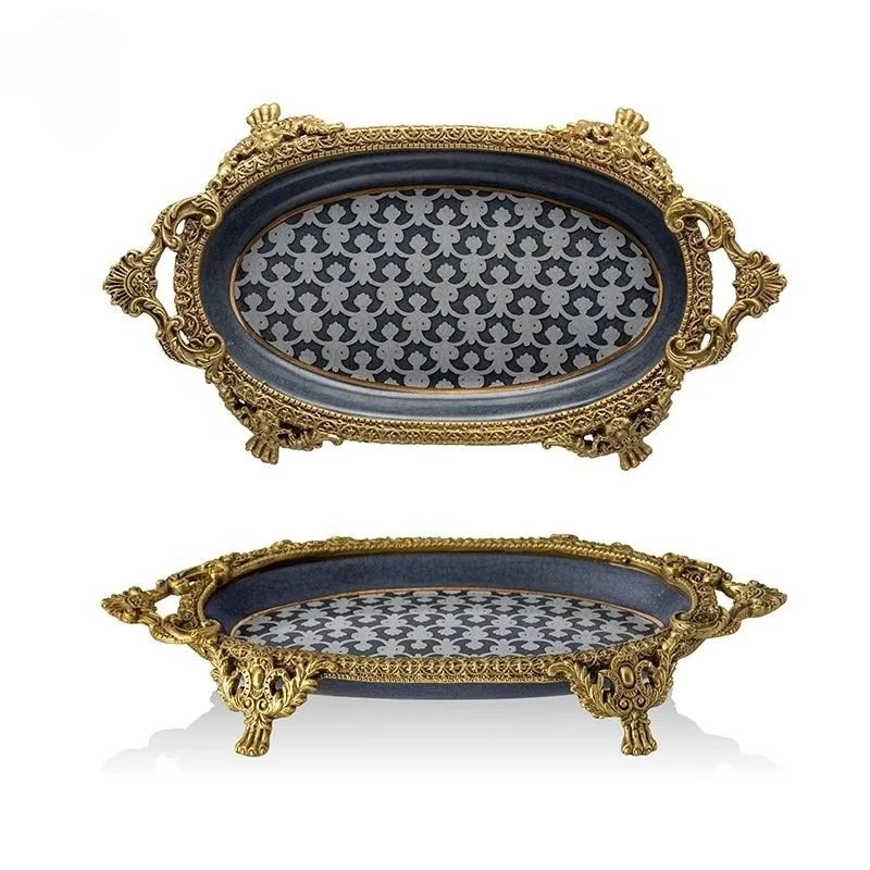 &c Antique Handmade Porcelain Table Top Tray  Home Decoration Storage Fruit Tray Home Decoration Accessories