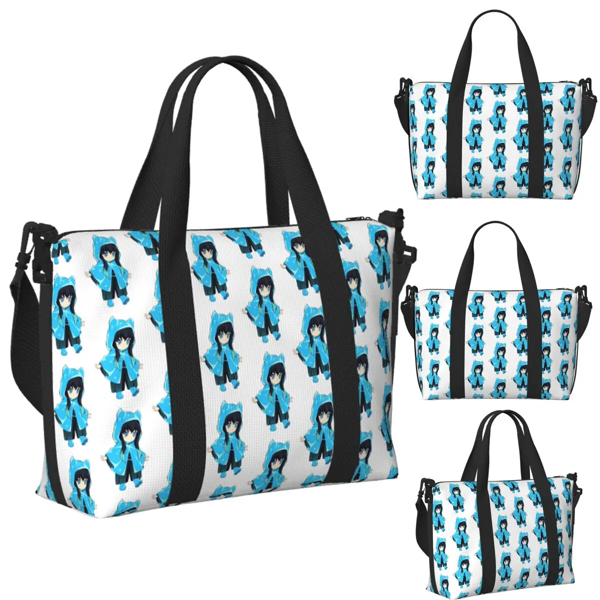 

Custom Muichiro Tokito Beach Travel Bag Large Capacity Tote Bags for Gym Sport Women Shopping Duffle Shoulder Bag