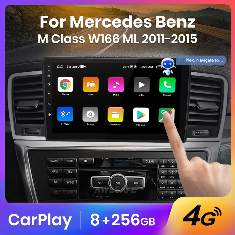 AWESAFE Wireless CarPlay Android Auto Radio for BenzM Class W166 ML 2011 2012-2014 2015 Car Multimedia Player GPS 2din autoradio