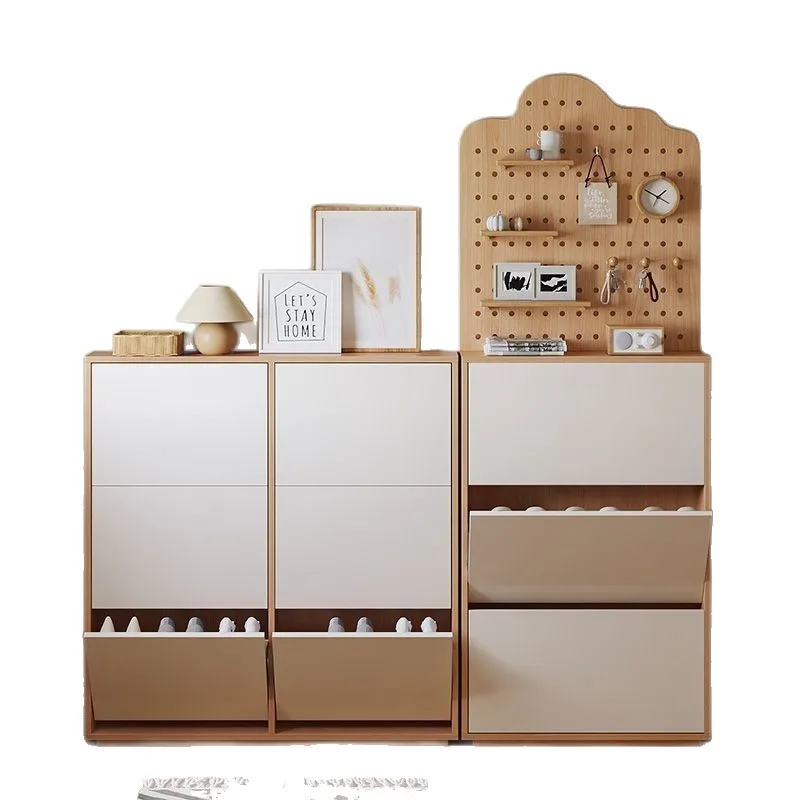 

Cabinet simple modern solid wood against the wall shoe cabinet, home door interior