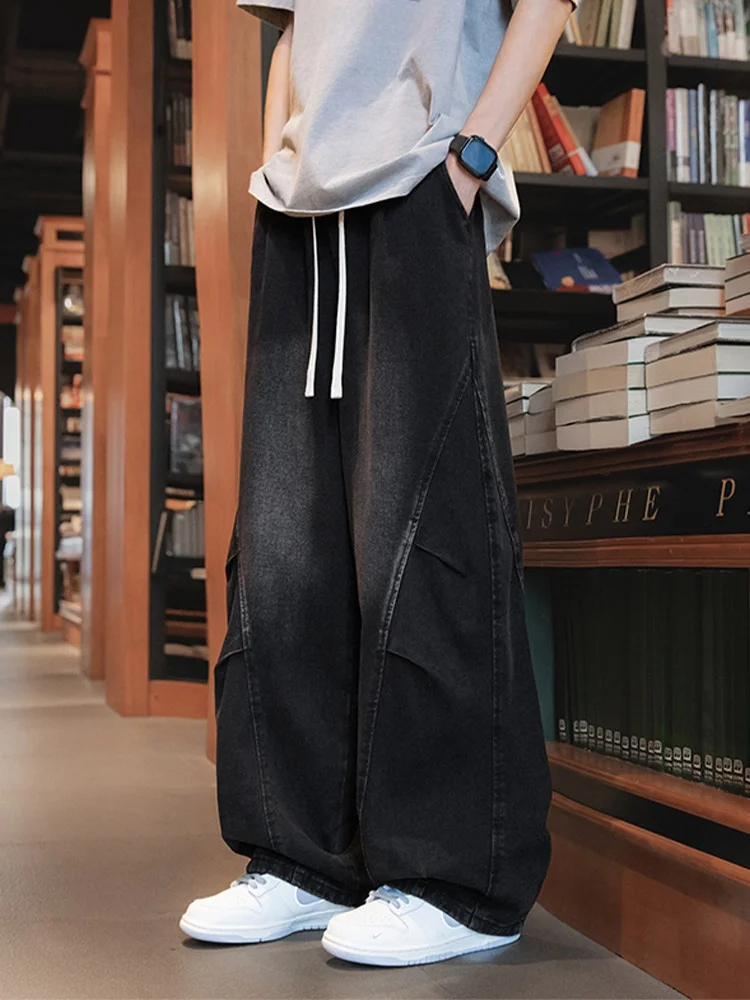 

Мужские джинсы American Sle с плиссировкой и изогнутым кроем, весна-осень 2026, новые, в стиле ретро, широкие прямые джинсы из денима