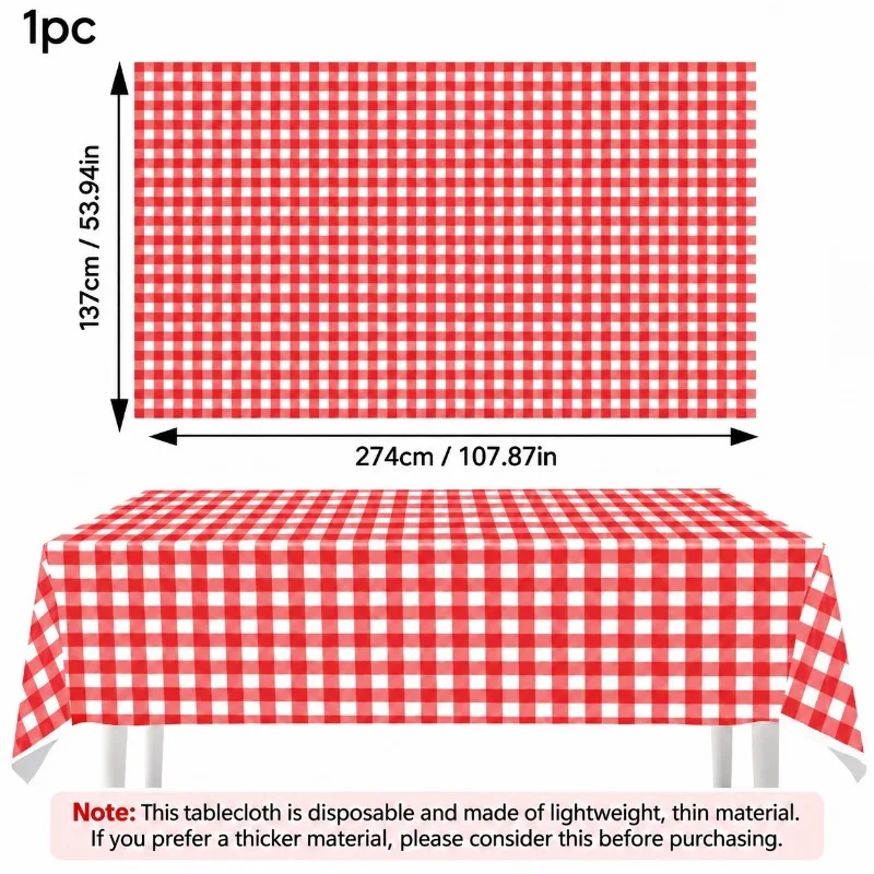 1pc Checkered Tablecloth for Parties, Plaid Table Cover for Dining Tables, Disposable Tablecloth for Picnics and Events, Fairs