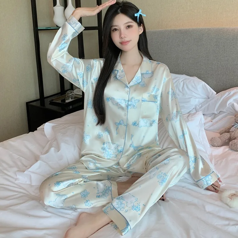 

A Autumn New Long Women's Pajamas Korean Casual Soft Sleepwear Home Suit Sweet Cute Print Women's Pajamas Set Fashion Cartoon