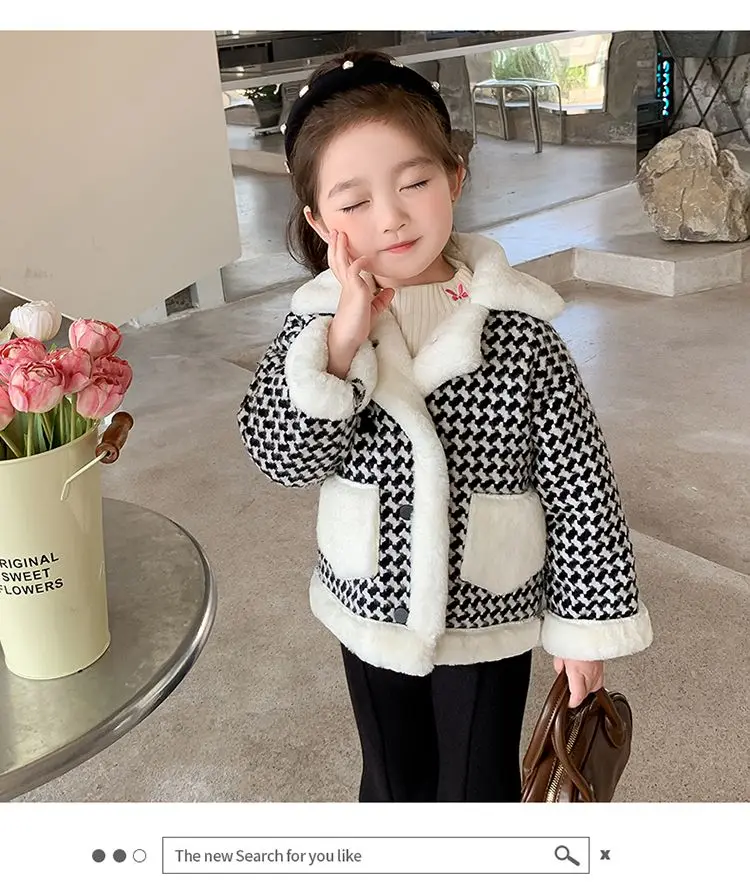 Girls Plush Jacket Autumn and Winter 2024 New Fashion Children Autumn and Winter Girls Thick and Fashionable Top