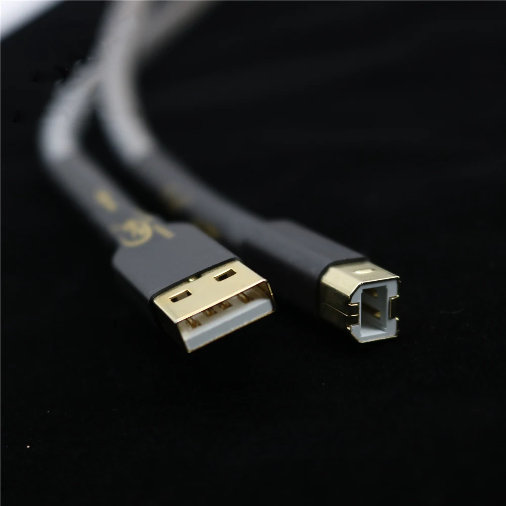 HiFI A-B type USB-kabels Audio DIY Koper Zilver OFC puur koperen geleider USB A naar USB B Audiokabel Snoer