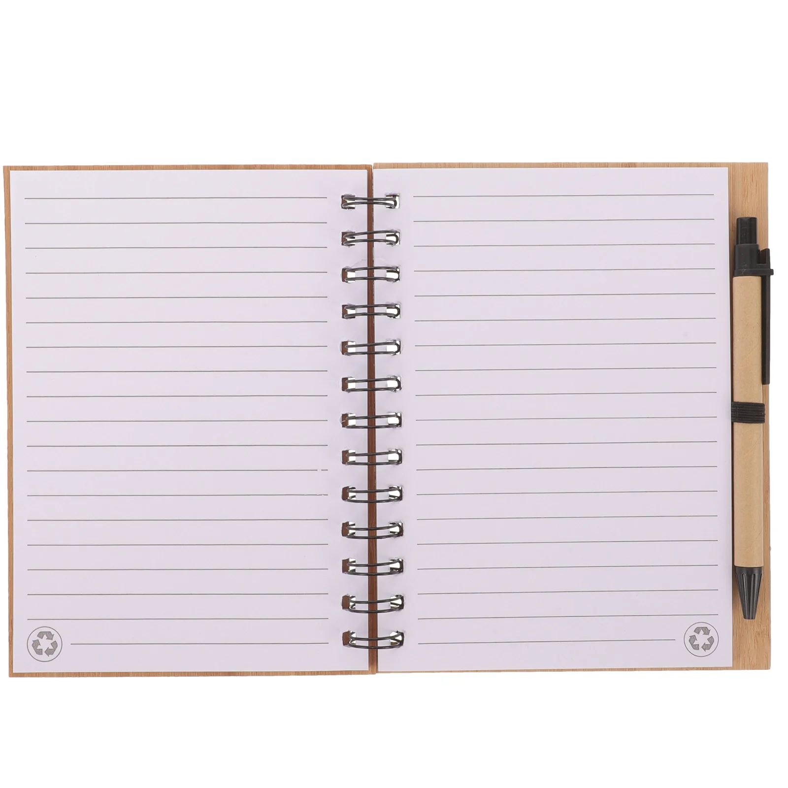 

Bamboo Cover Notebook Spiral Journal Office Memo Pad Daily Planner Term Simple Stylish Writing Space Bookmark Safe