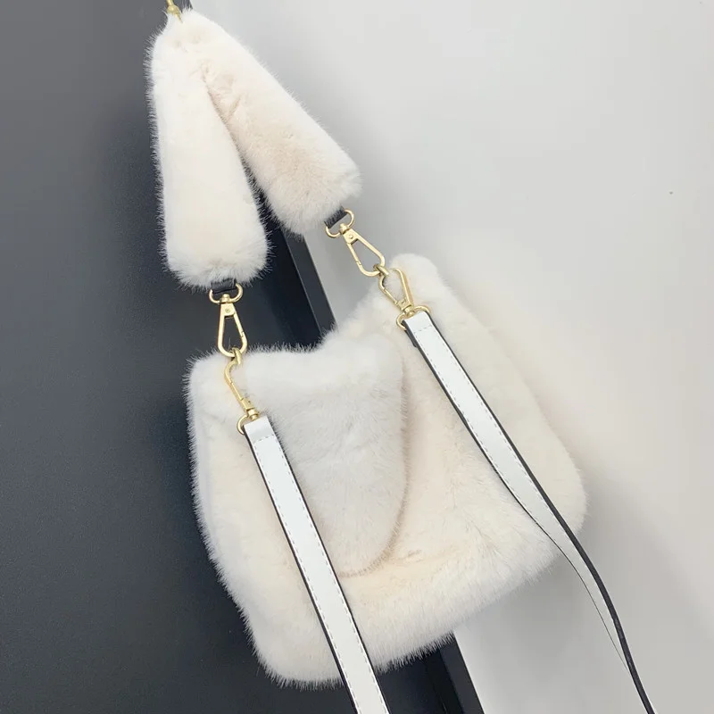 Faux Fur Bag For Women Simple Design Soft Plush Shoulder Bags Furry Ladies Fashion Handbag Girls Purse Purses Handbags Luxury