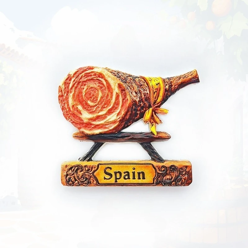 

Spanish Iberian Ham Fridge Magnet - 3D Jamón Souvenir Cured Meat Slice Decor Unique Foodie Gift with Strong Magnet