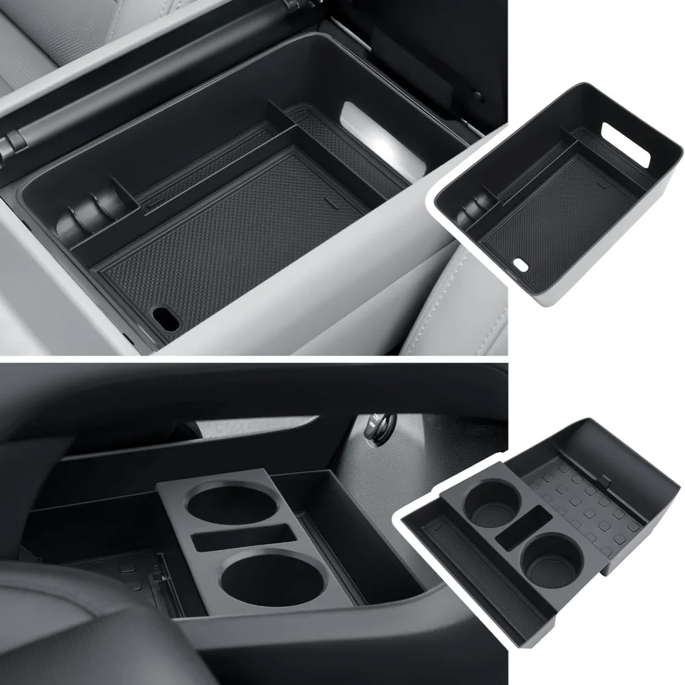 2Pcs For 2024 Hyundai Santa Fe Center Console Organizer  Armrest Storage Lower Console Organizer Storage Tray Drink Holders