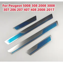 For Peugeot 5008 308 2008 3008 307 206 207 407 408 2008-2017 Door Sill Scuff Plate Guard Threshold Pedal Styling Car Accessories