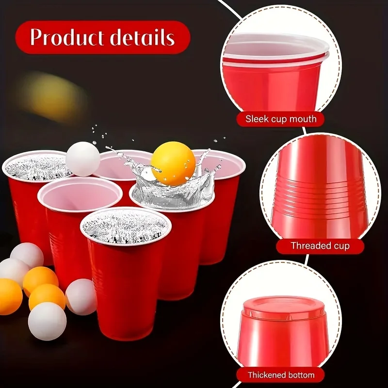 1set, Beer Pong Game Toy Set With Beer Mugs And Ping Pong Balls, Outdoor Gathering Party Drinking Games Supplies,Christmas