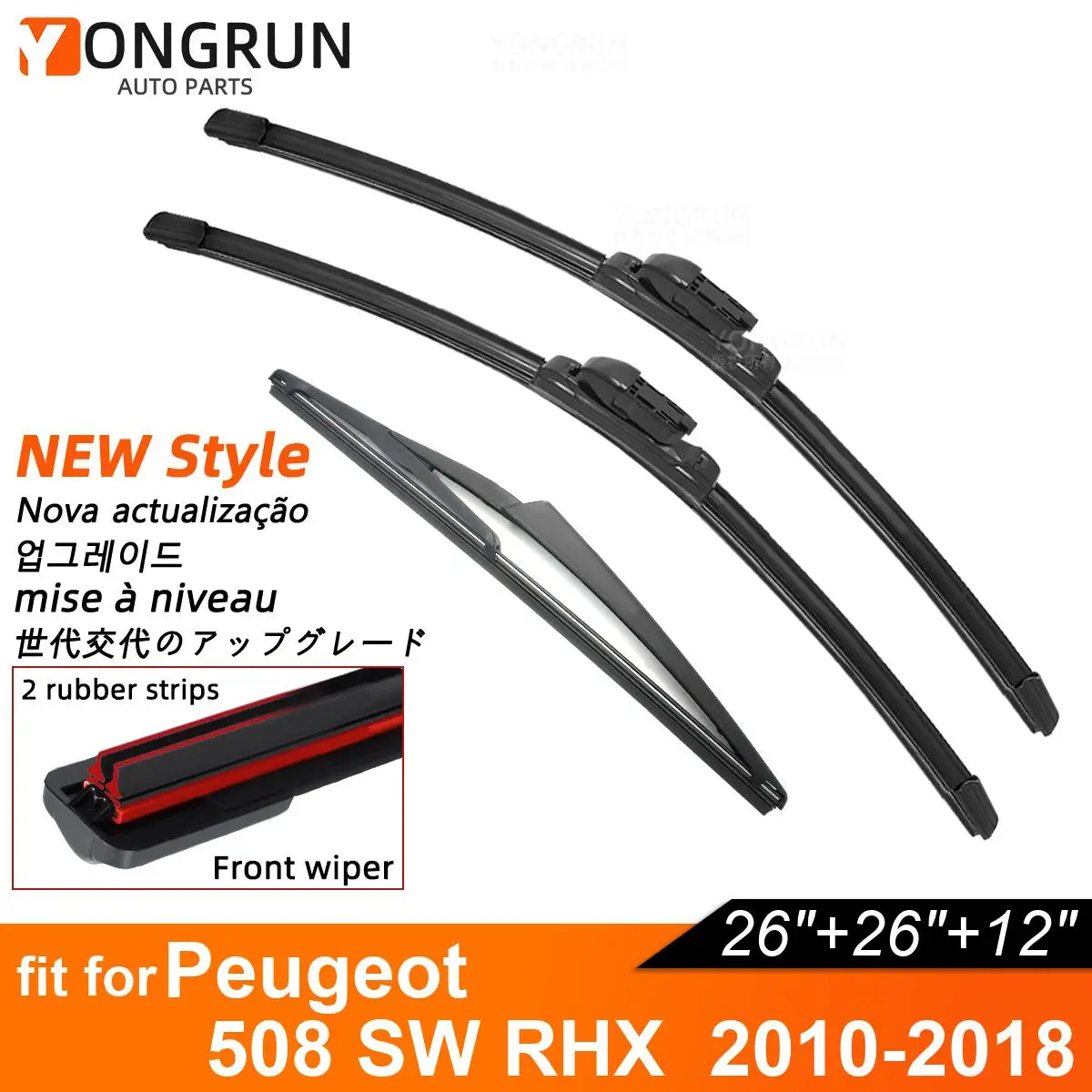 

Double Rubber Car Wiper Blades for 2010-2018 Peugeot 508 SW RHX Front Rear Windshield Wipers Car Accessories 2010 2012 2018