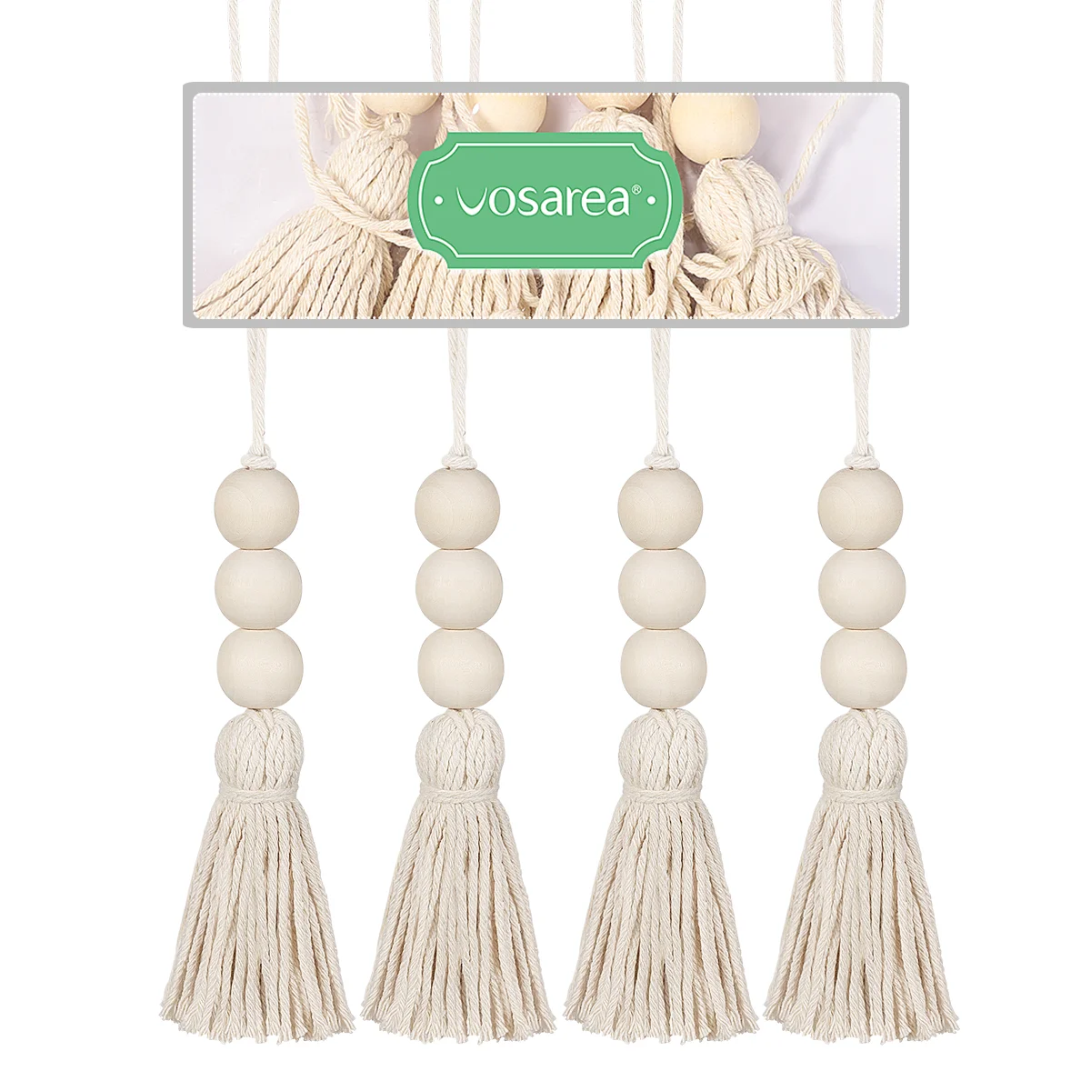 Tassel Beaded Garland Decor Decorative Beads Wooden Cotton Thread Hanging Ornaments