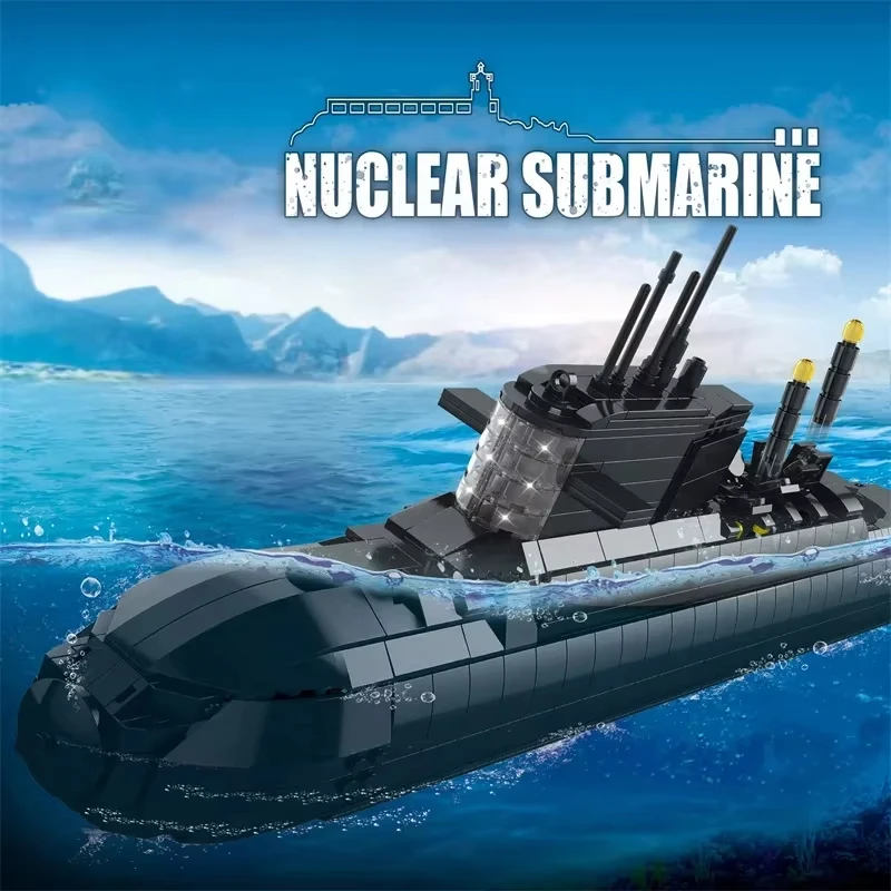 

Military Building Blocks Nuclear-Powered Submarine Model, Strategic Warship Bricks for Adult Collectors, Christmas Gift