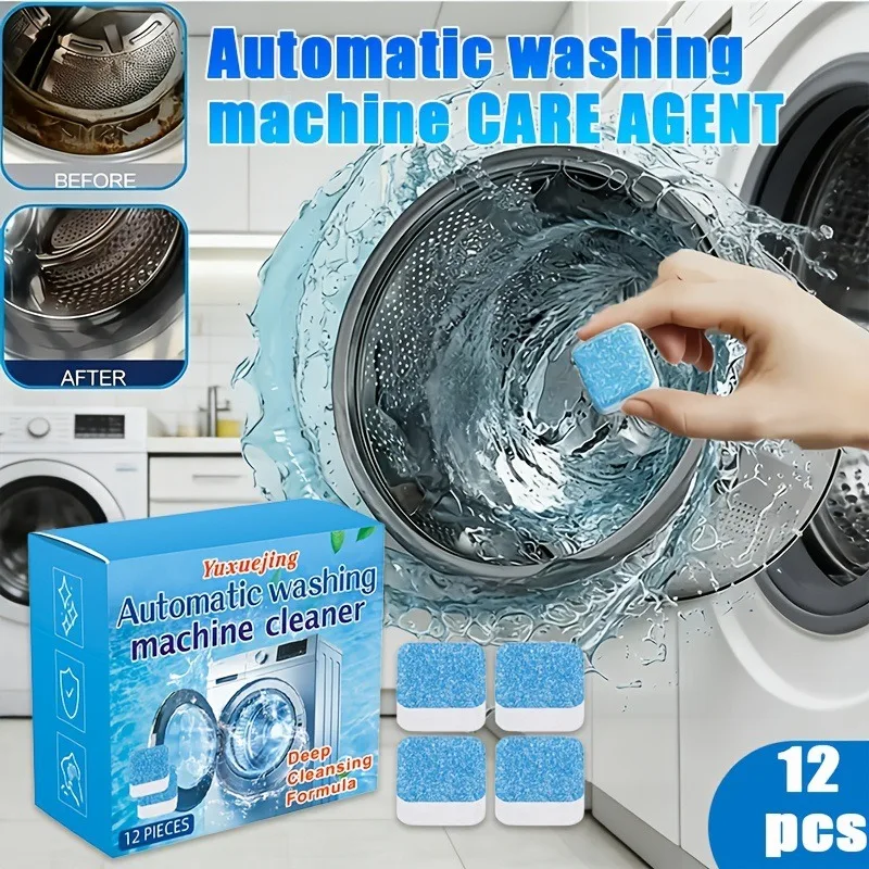 12/24pcs Washing Machine Cleaner Tablets Deep Descaling Sanitizing & Odor Removal, for Front Load & Top Load Washer Tub Cleaning
