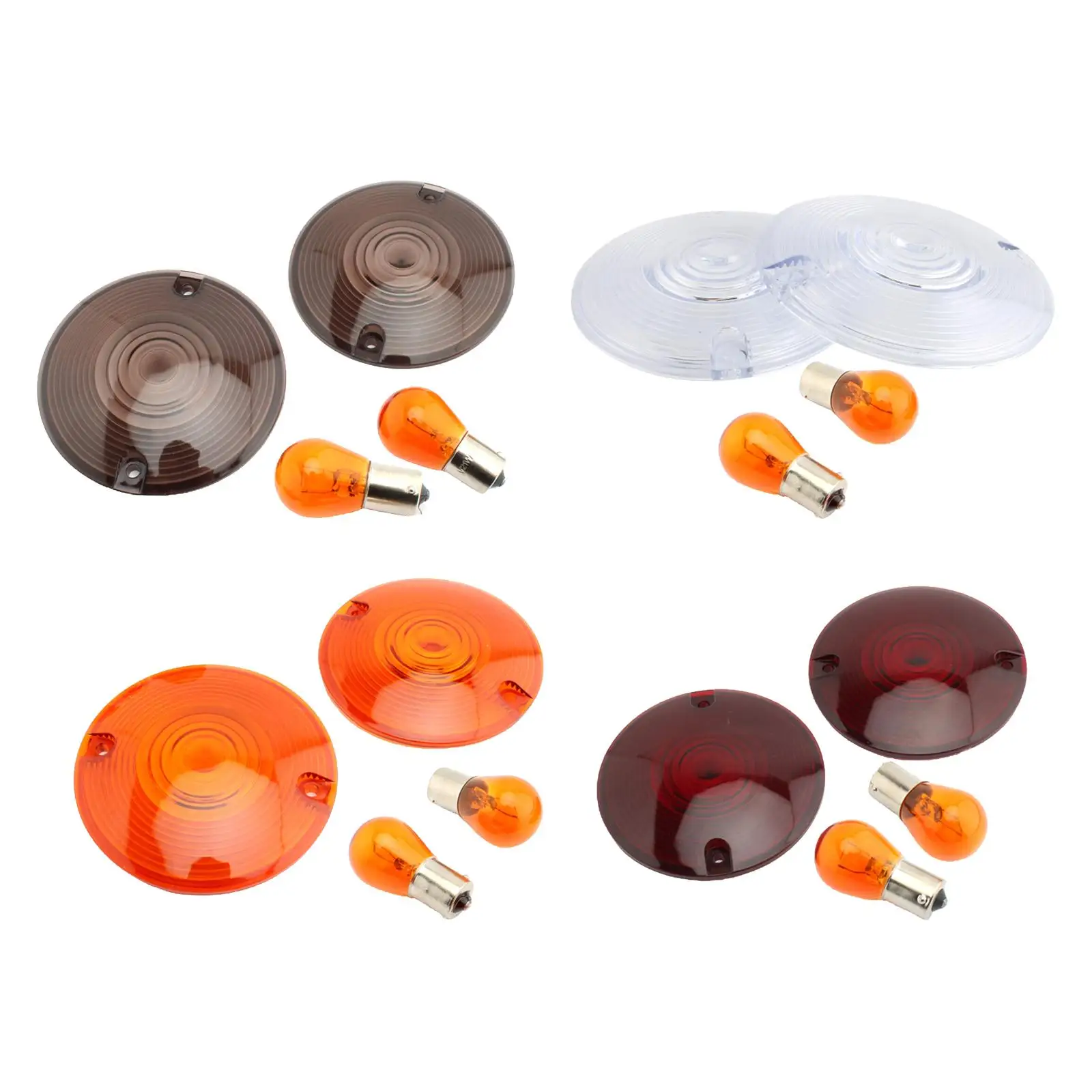 2 Pieces Flat Turn Lens & Amber Bulbs Fit for Easy to Install Replacement Professional Spare Parts