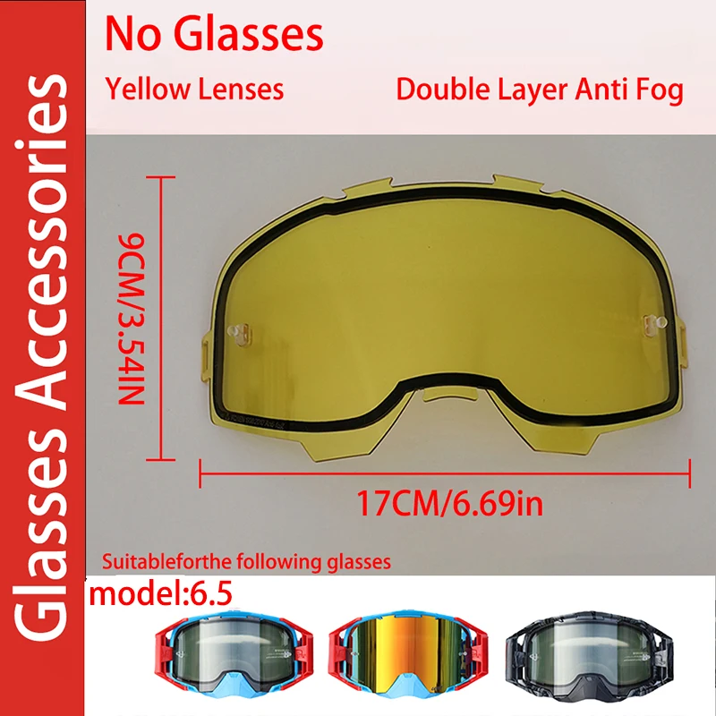 Double Layers Anti-Fog UV400 MX Motocross Lens, Replacement Goggle Lens Fits VELOCITY 6.5