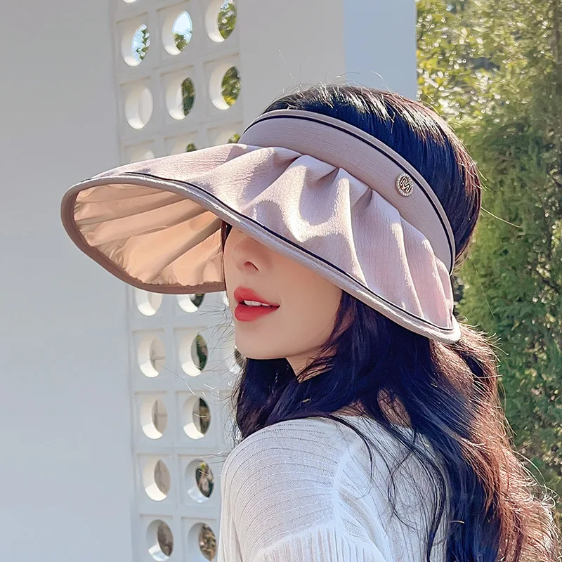 2023 New Hat Female Korean Summer Outdoor Sun Shade UV Protection Face-Covering All-Match Big Brim Air Top Hat