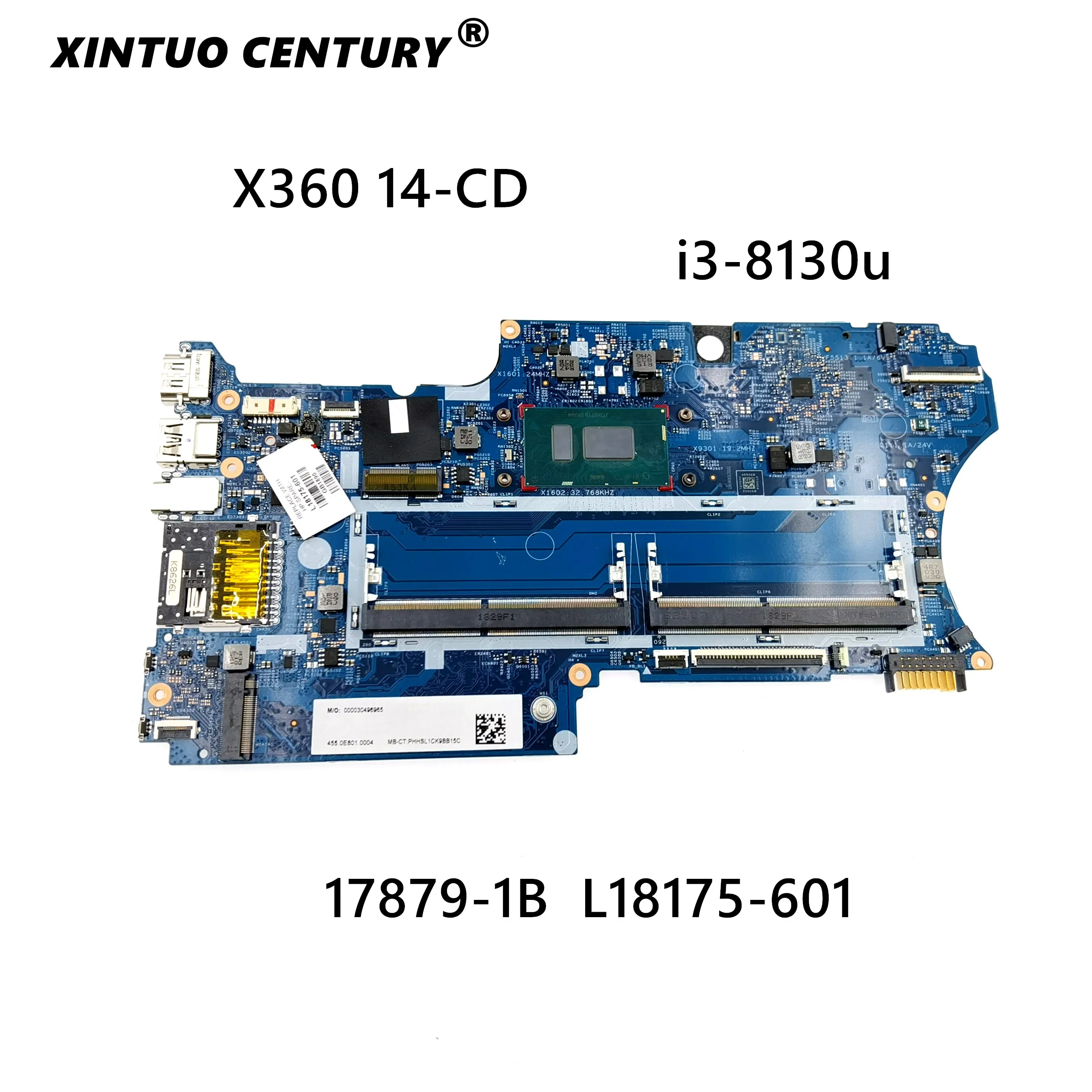 

For HP PAVILION X360 14-CD 14M-CD Laptop Motherboard SR3W0 i3-8130u With L18175-601 448.0E808.001B DDR4 MB 100% Tested