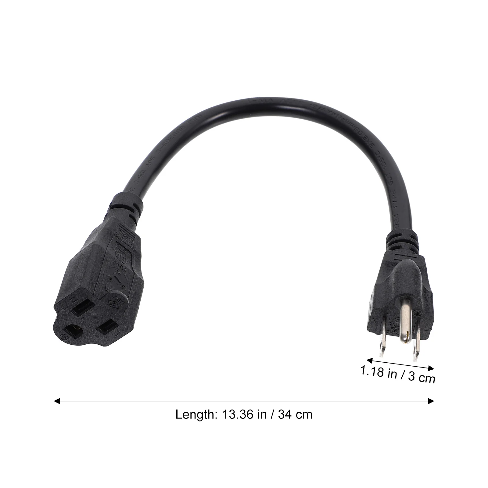 Power Extension Cord Cable Heavy Duty Computer Black Outlet Pvc Rubber Wire 3 Prong Small