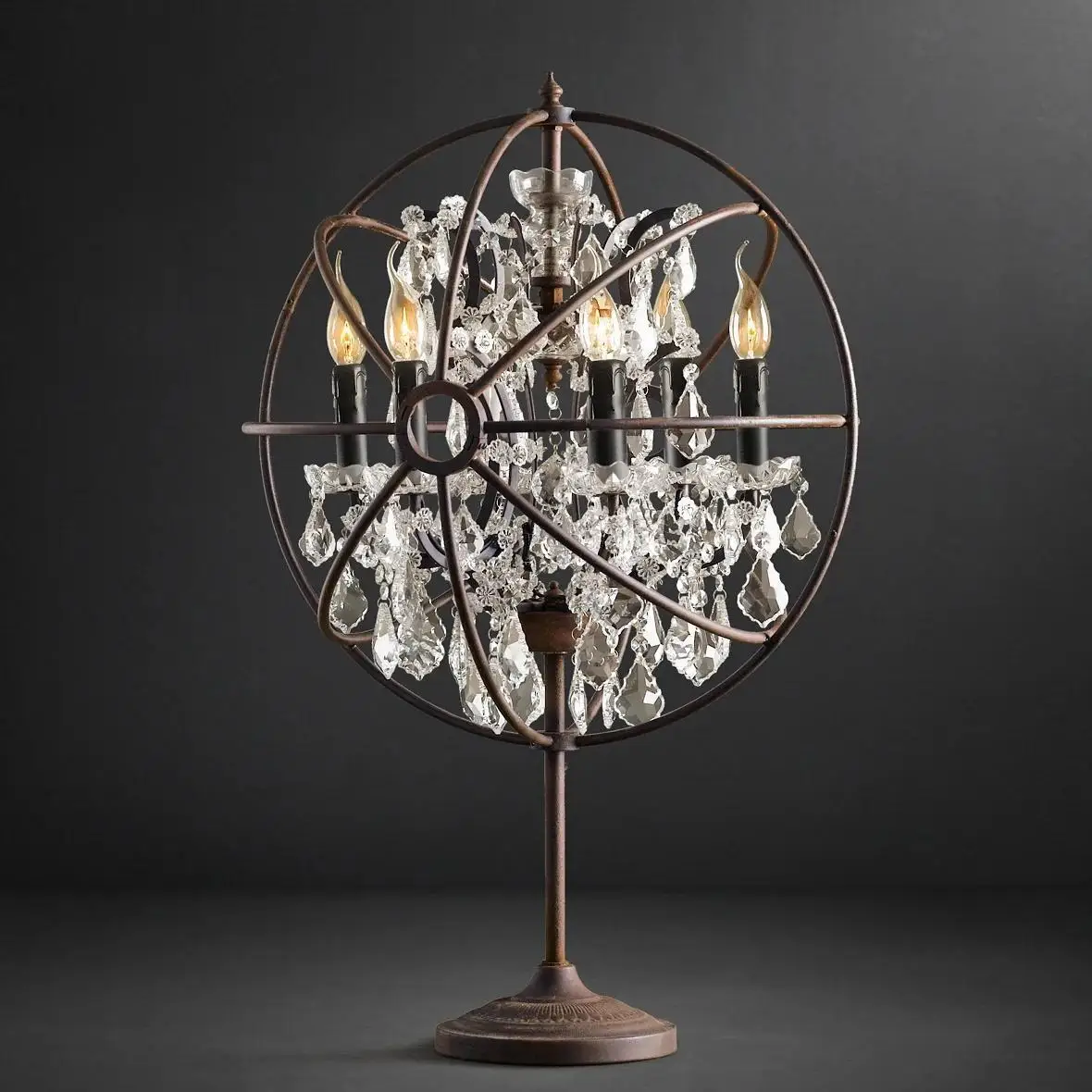 rustic Global ball chandelier floor crystal lamp brass standard lights for home dinning room