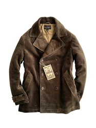 Amekaji Wear Clothes Men Corduroy Double Breasted Suit Cotton Coat Jacket American Retro Casual