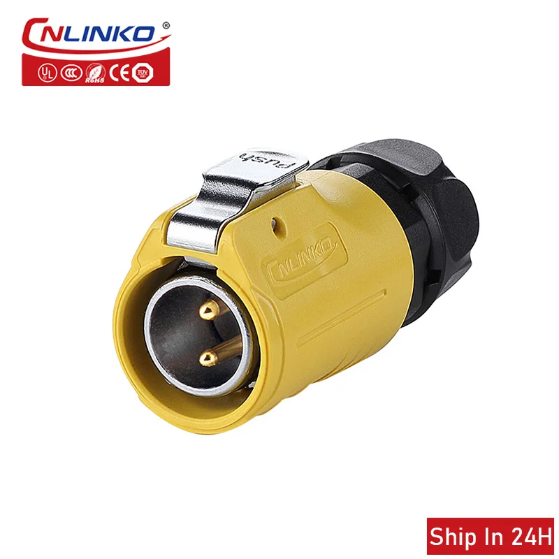 Cnlinko LP20 M20 Waterproof 2pin Industrial Male Female Plug Docking Joint AC 20A Power Connector for Solar Radio Video UAV LED