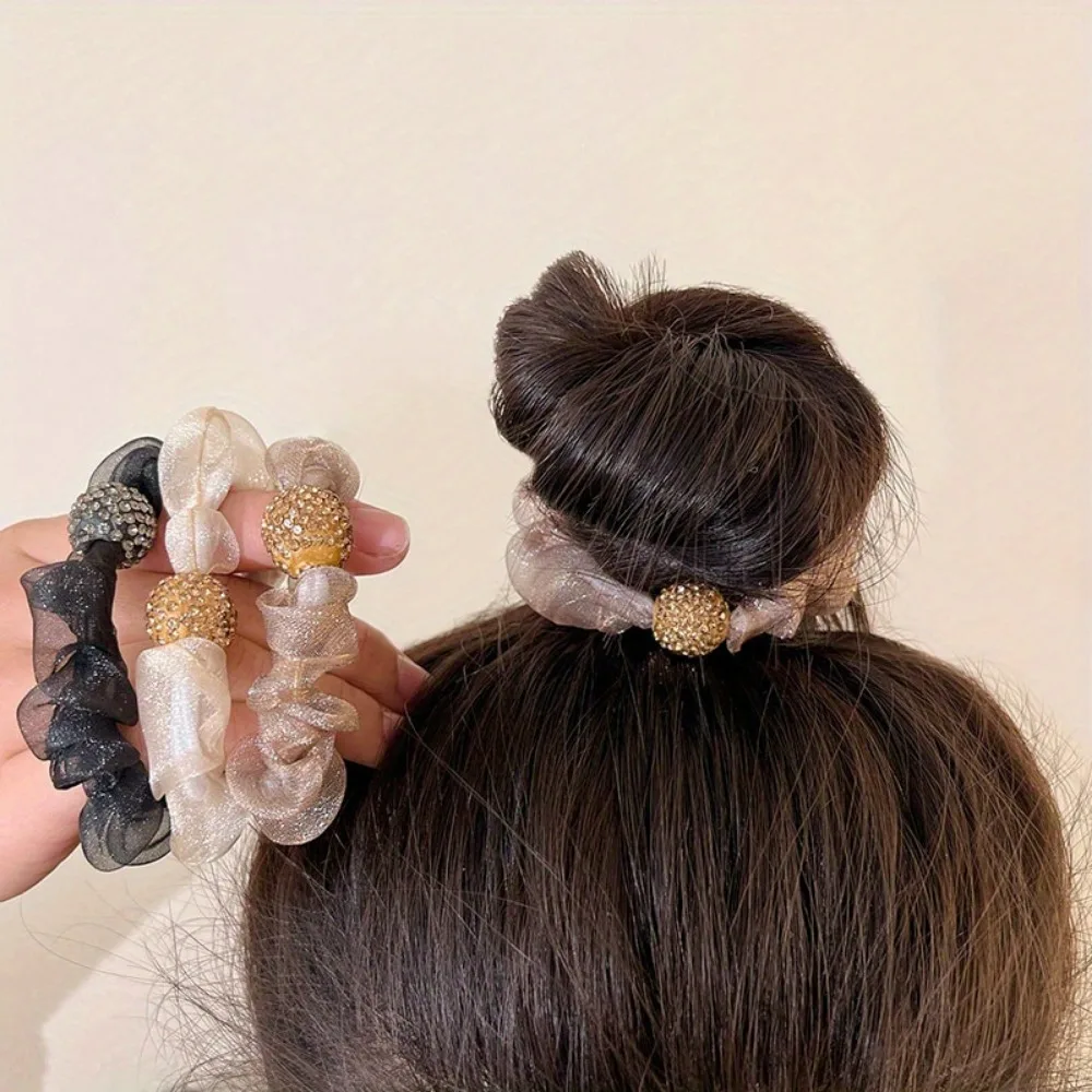 5/10 Stück Strass-Garn, modisches einfaches Pferdeschwanz-Haarband, modischer Weg zum Tragen, perfekte Wahl für Damen-Kopfbedeckungen – Detail 4