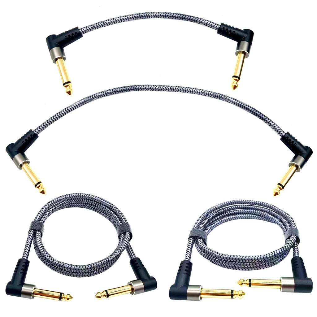 

1pc Nylon Braided Guitar Pedal Cable Effect Cable Cord Replacement Electric Guitar Patches Cable Right Angle Pedal Board Cable