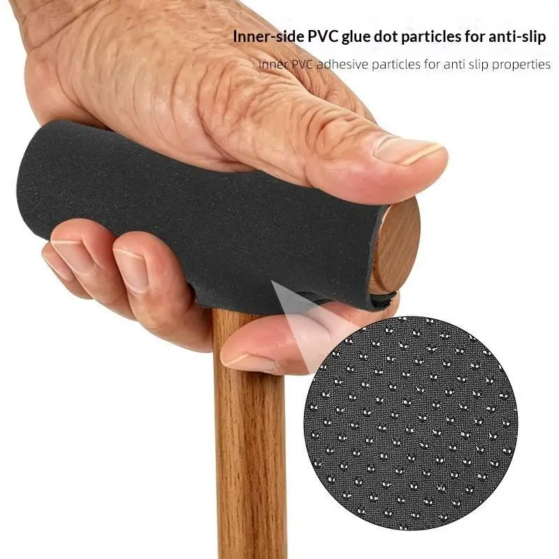 Hot 1Pcs Soft Anti Slip Cane Handle Cover Shock Absorption Adjustable Crutch Pads Fit For Elderly Daily Walking Aid Accessories