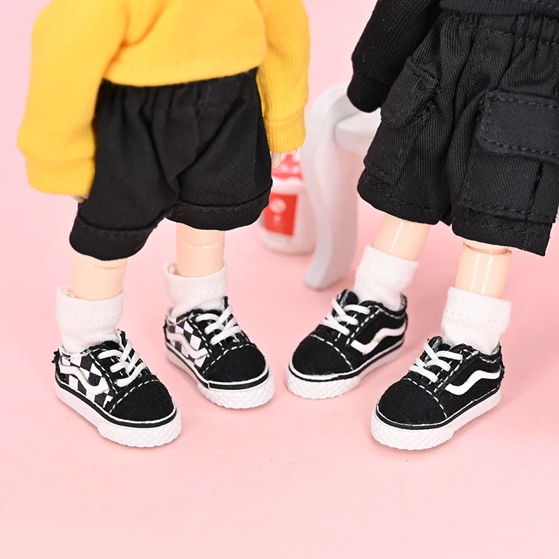 New Ob11 Doll Black Canvas Skate Shoes With Shoelace Doll Accessories Cute For Penny, Ymy, Obitsu 11,Molly, Gsc,1/12 Bjd Doll